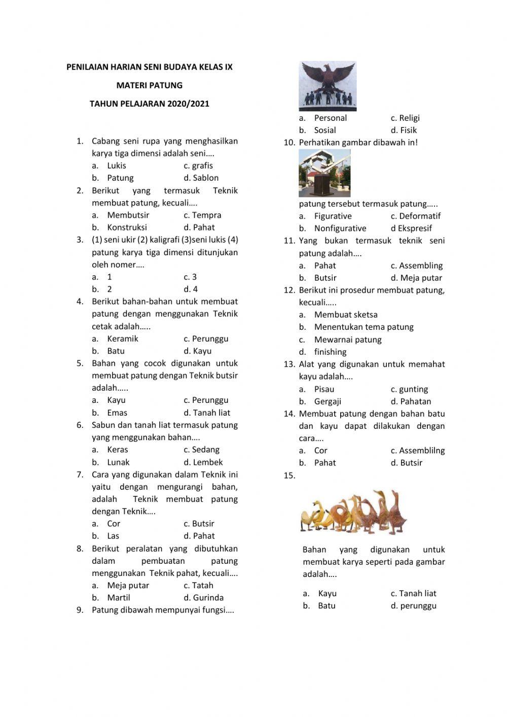 Penilaian harian seni budaya