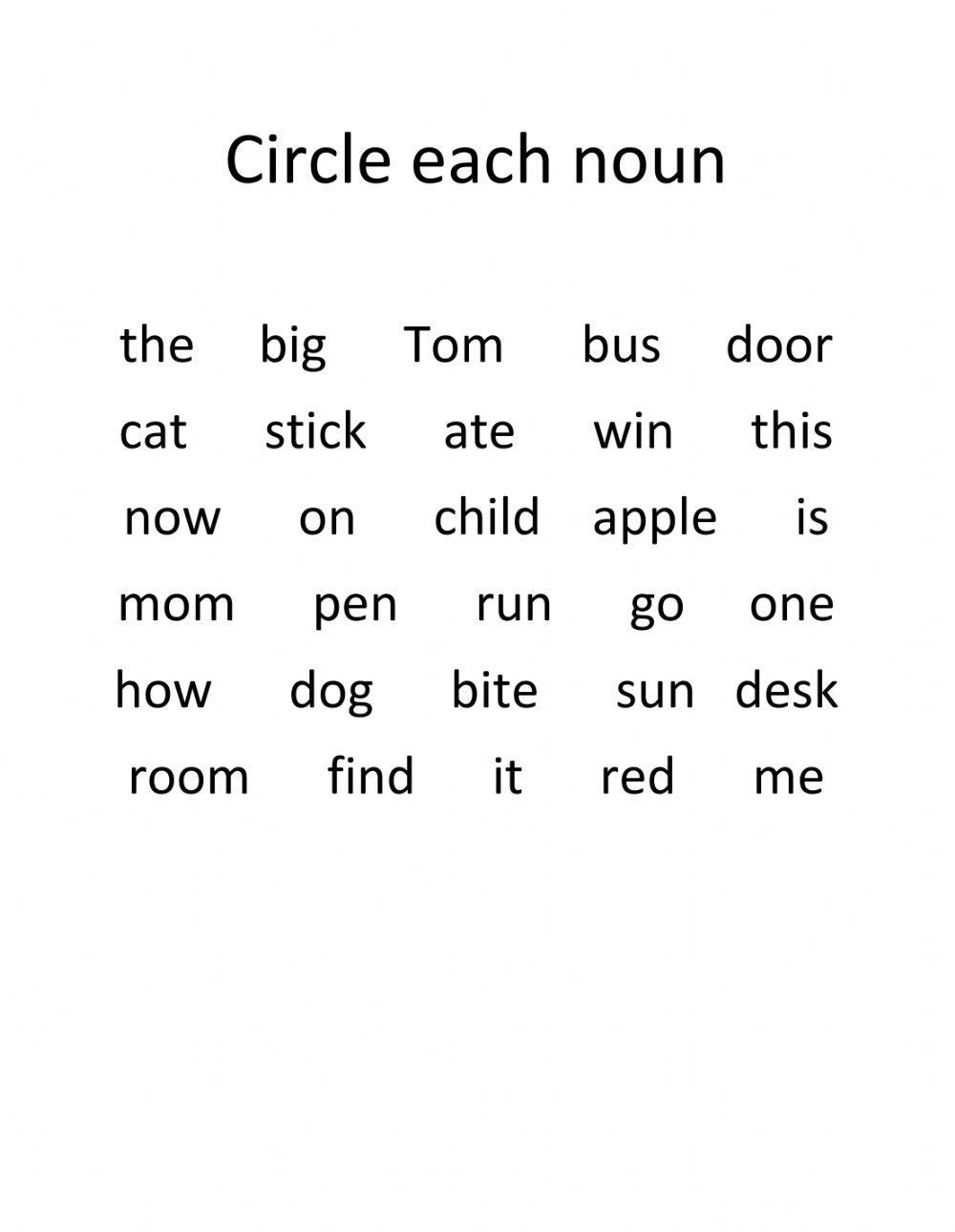 Identifying nouns