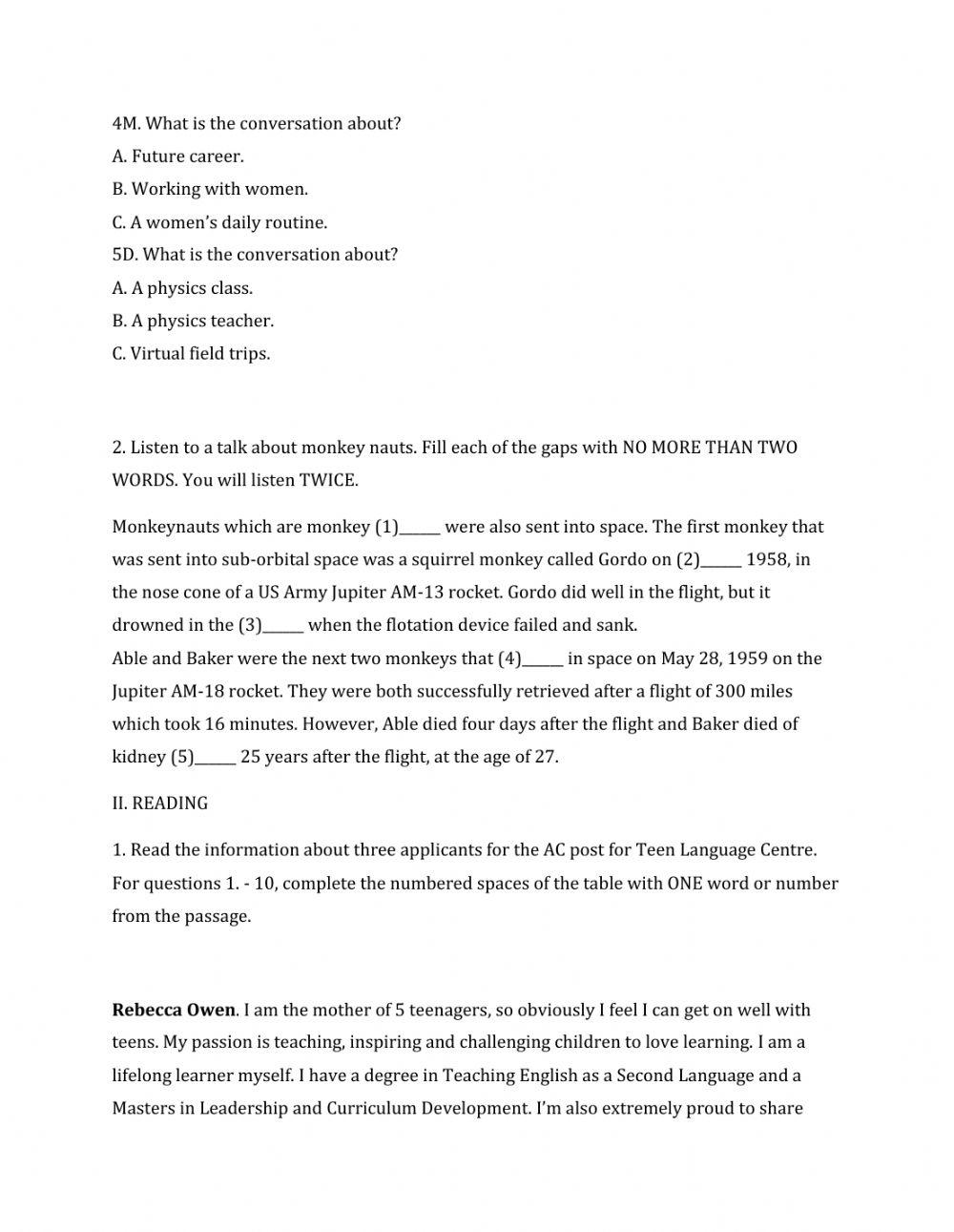 Lớp 9 - Kiểm tra 45 phút số 4 (Unit 10, 11)