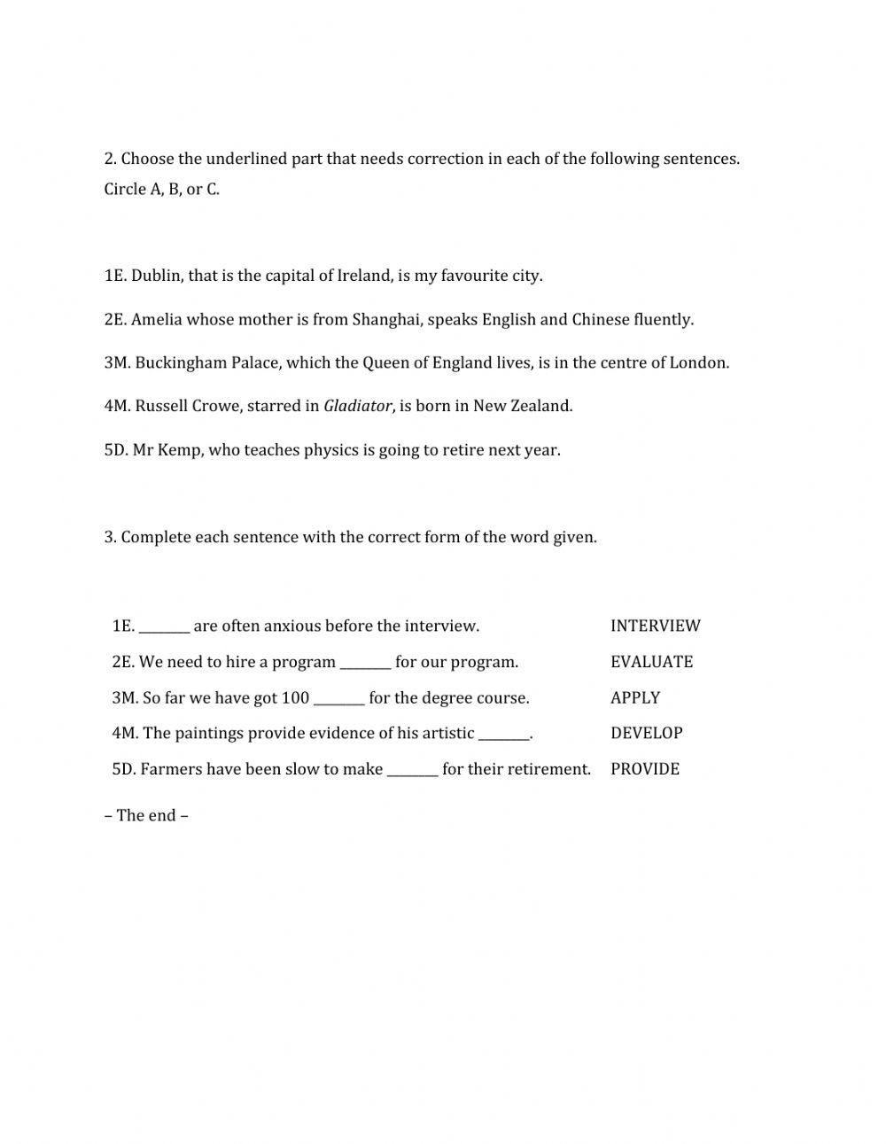 Lớp 9 - Kiểm tra 45 phút số 4 (Unit 10, 11)