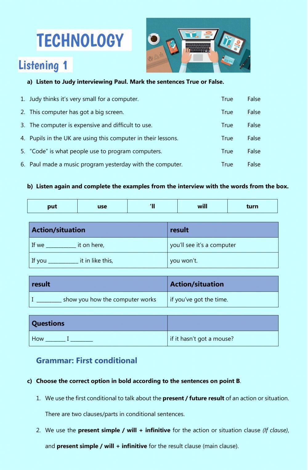 Technology - first and second conditional