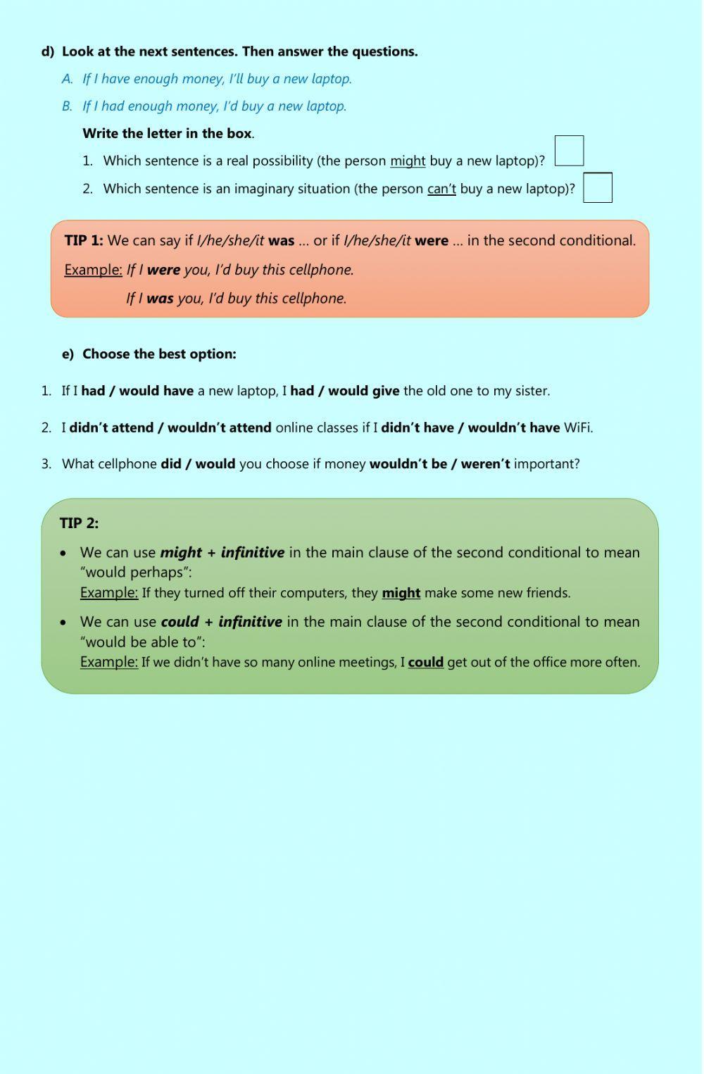 Technology - first and second conditional