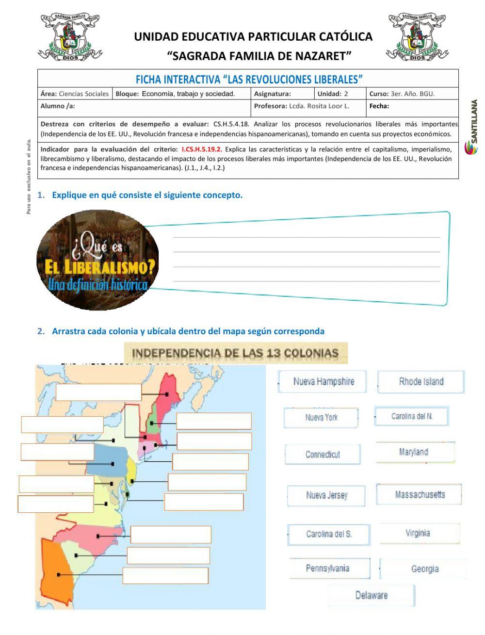 Ficha interactiva: -Las Revoluciones Liberales-