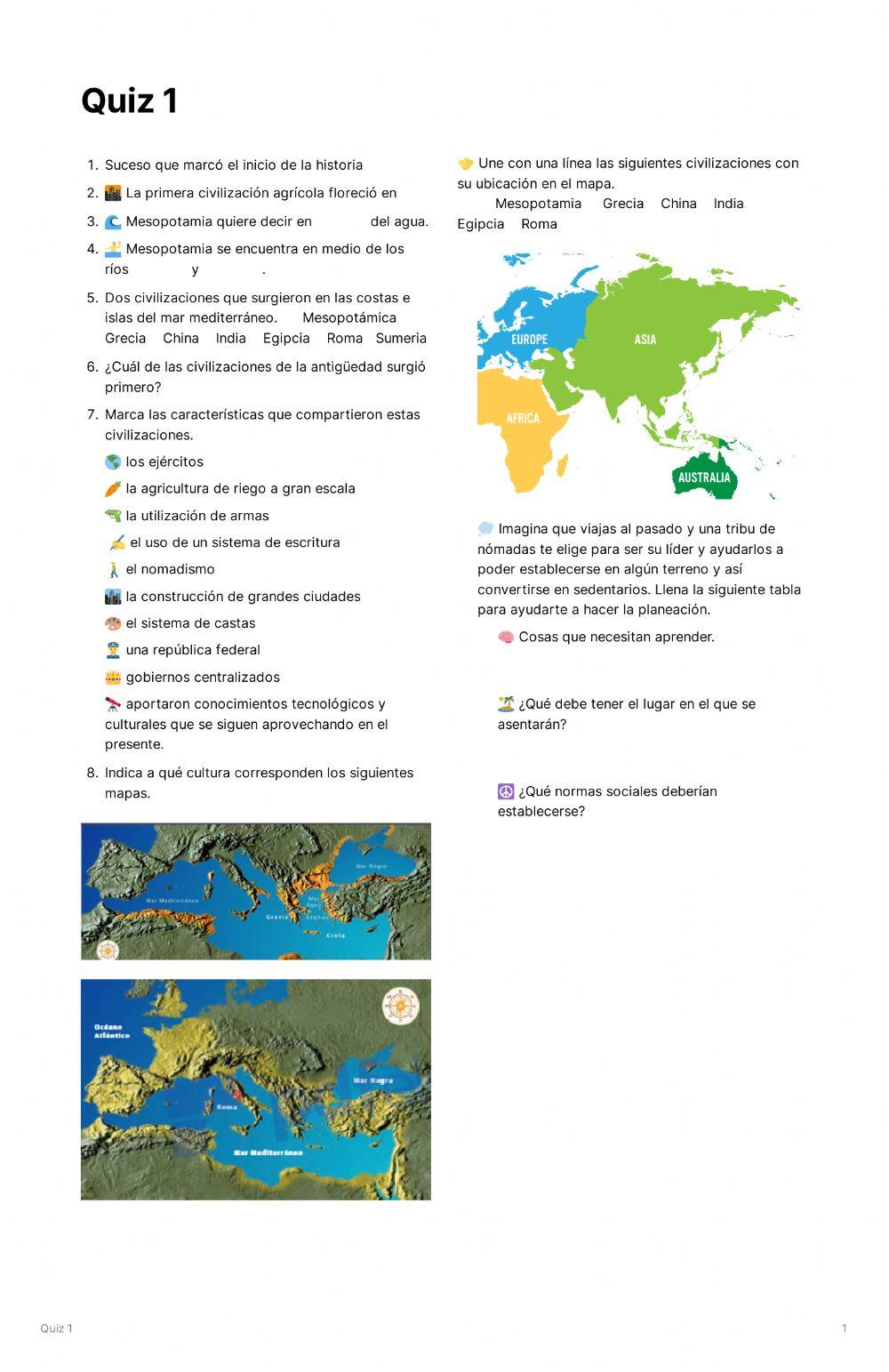 Ubicación temporal y espacial de las civilizaciones agrícolas de Oriente y las civilizaciones del Mediterráneo.