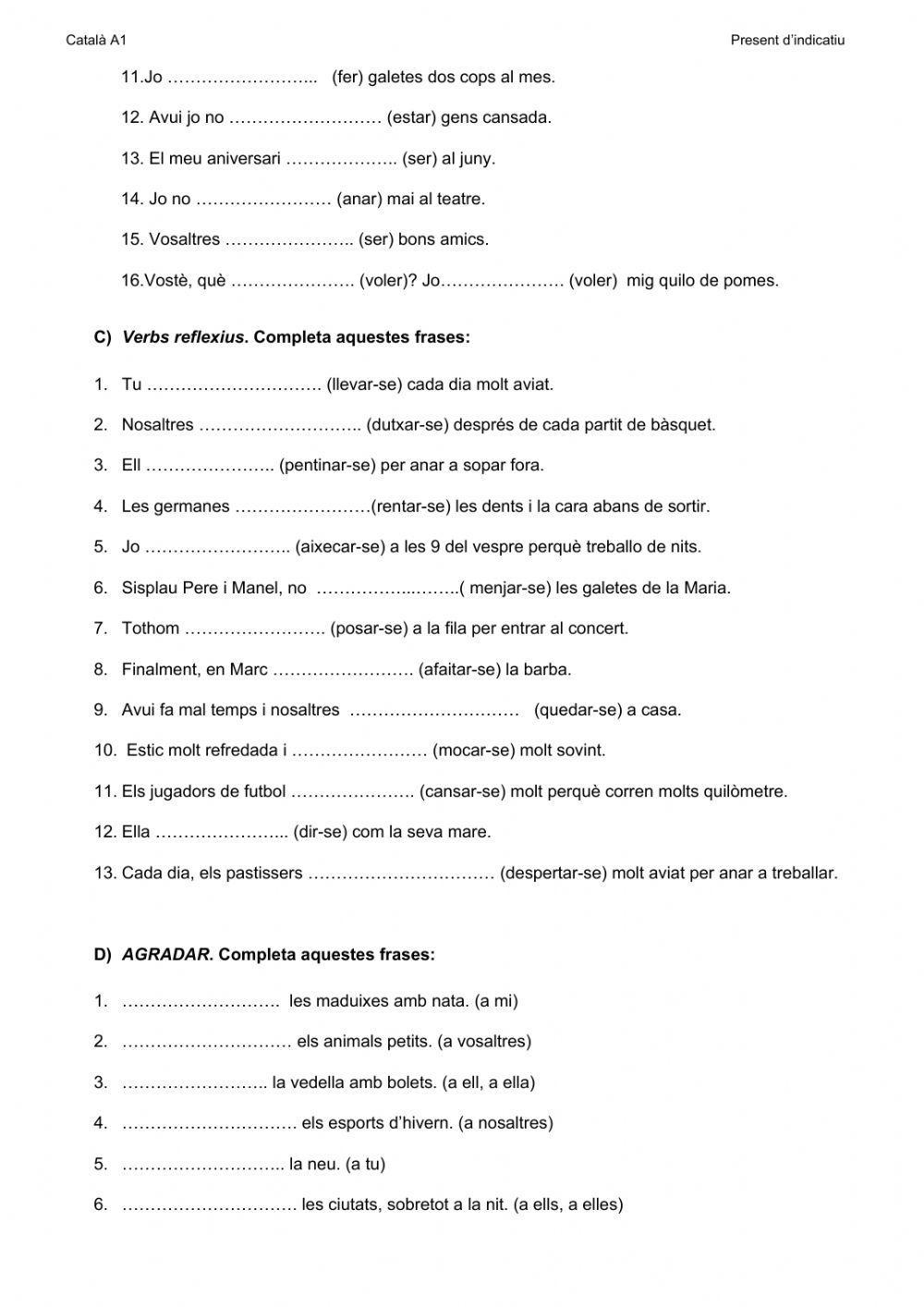 Frases en present d'indicatiu