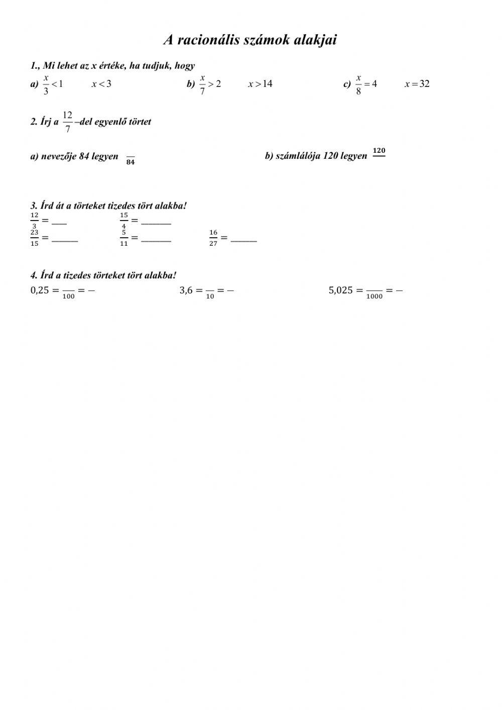 Racionális számok alakjai