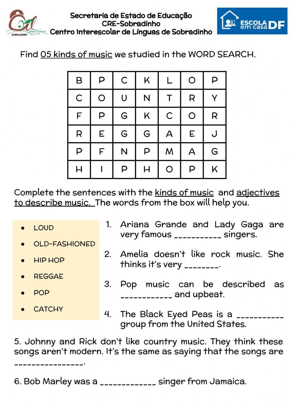 Kinds Of Music 353299 ThalytaLopes Live Worksheets kinds-of-music-353299-thalytalopes-live-worksheets