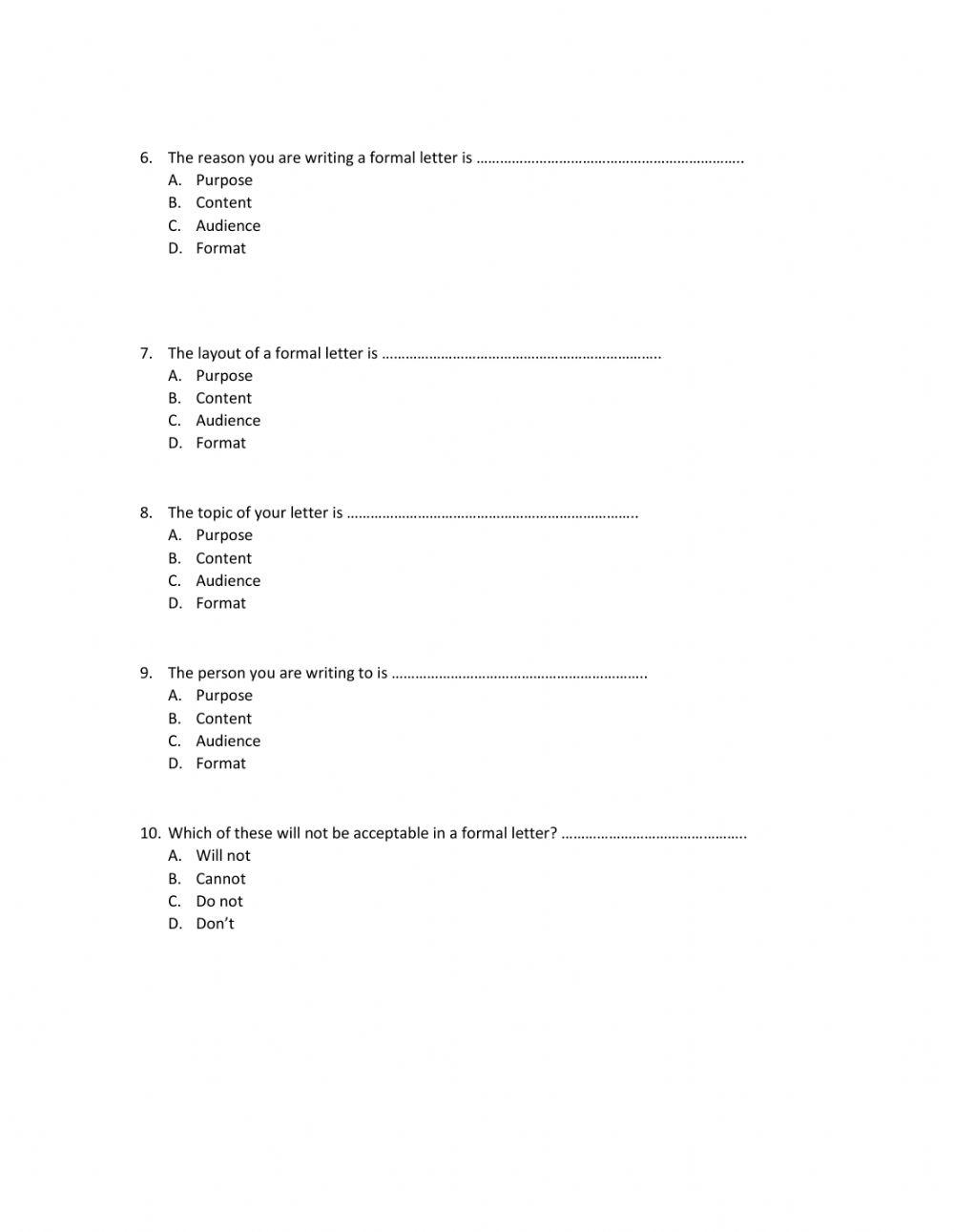 Formal Letter Writing