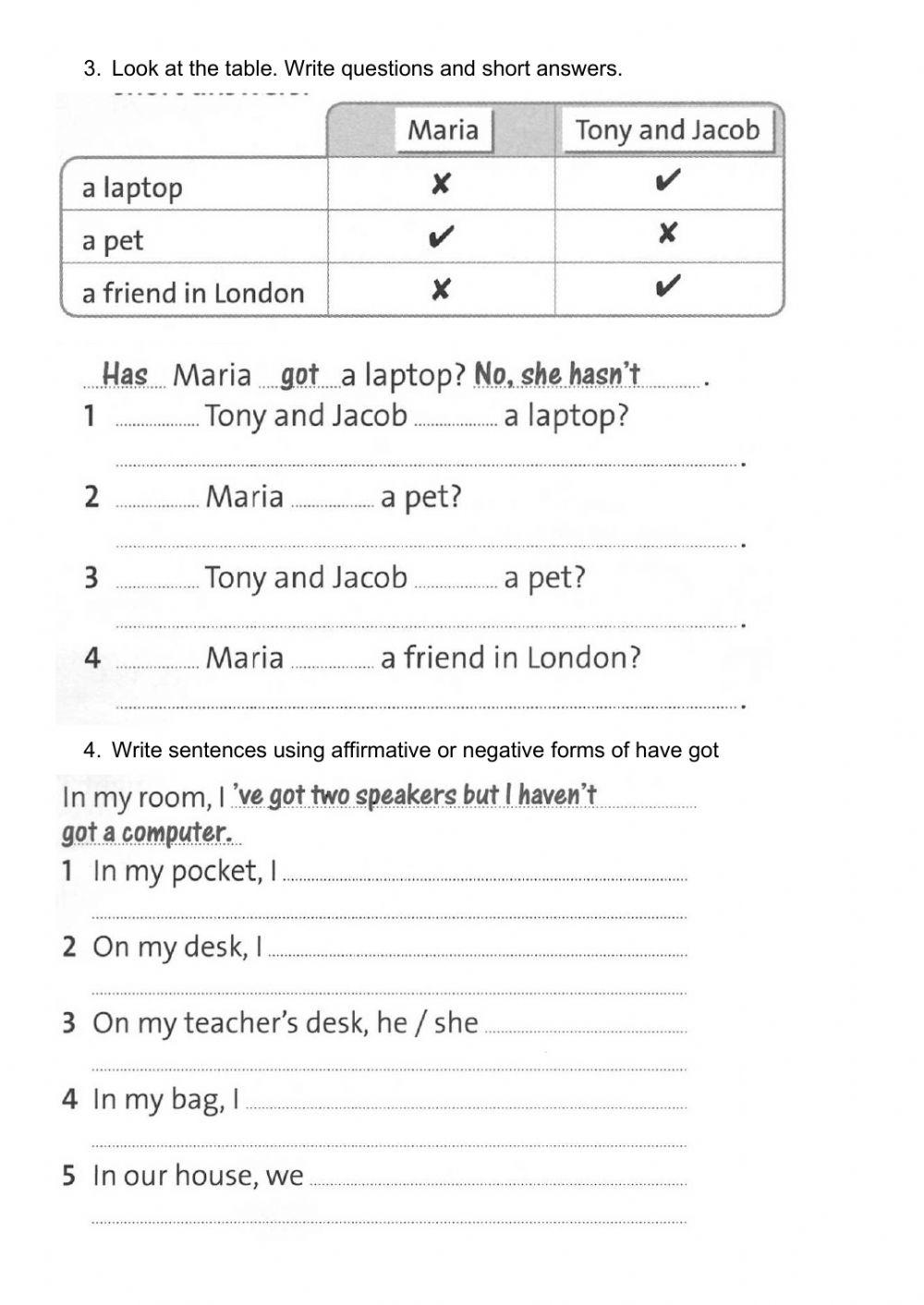 Have got and has got