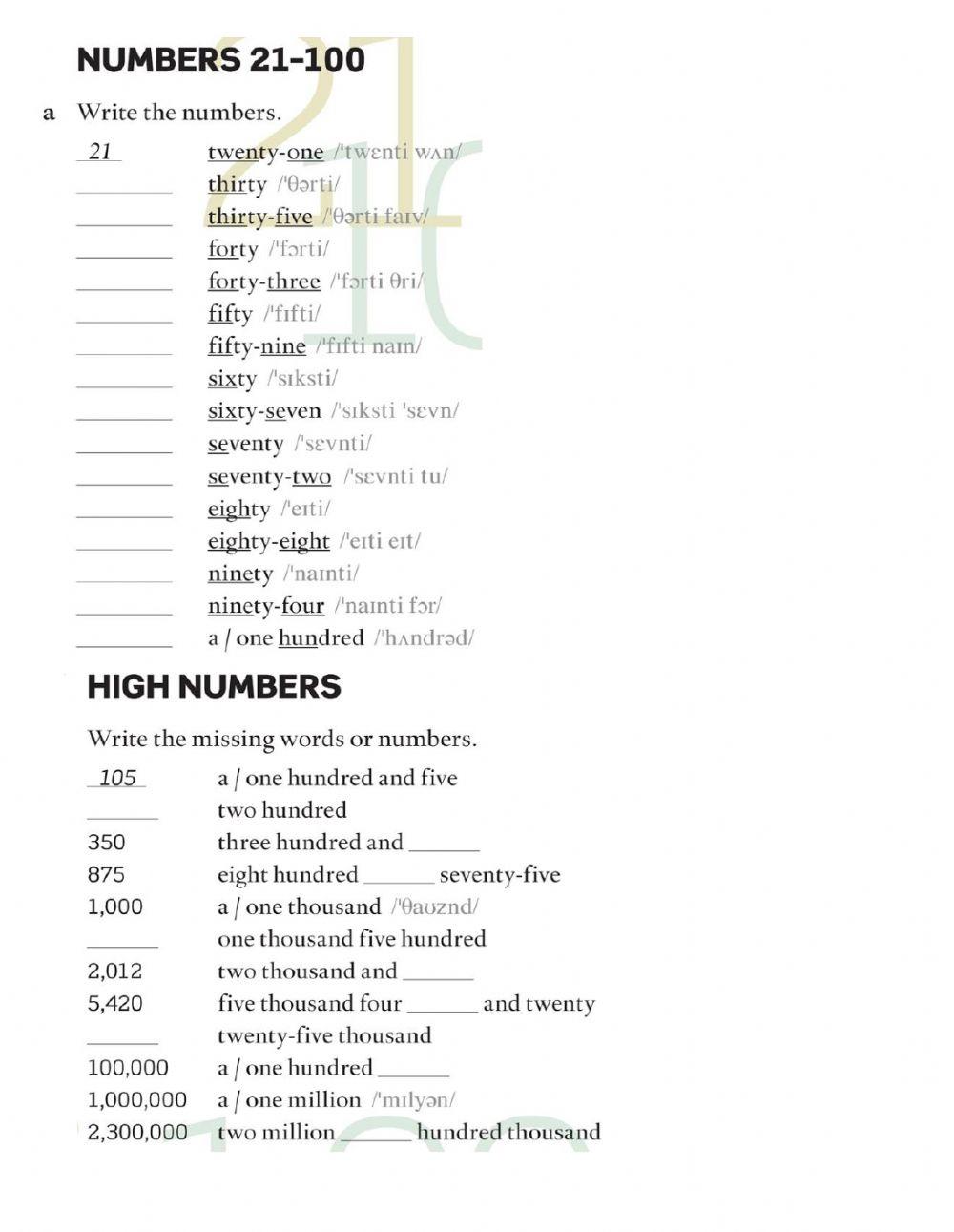 Numbers, Countries, Nationalities