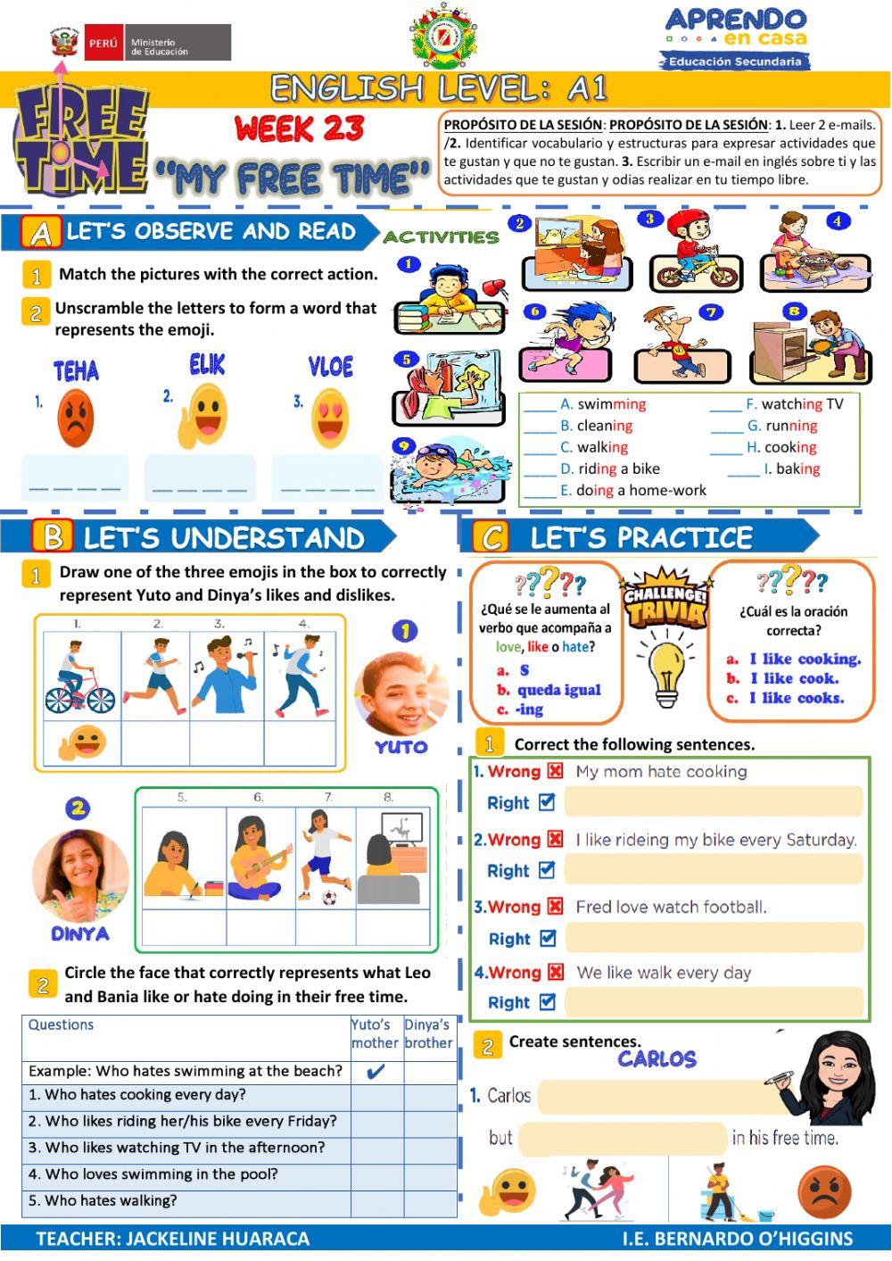 ENGLISH - Aprendo en casa - A1 - semana 23 - PERÚ