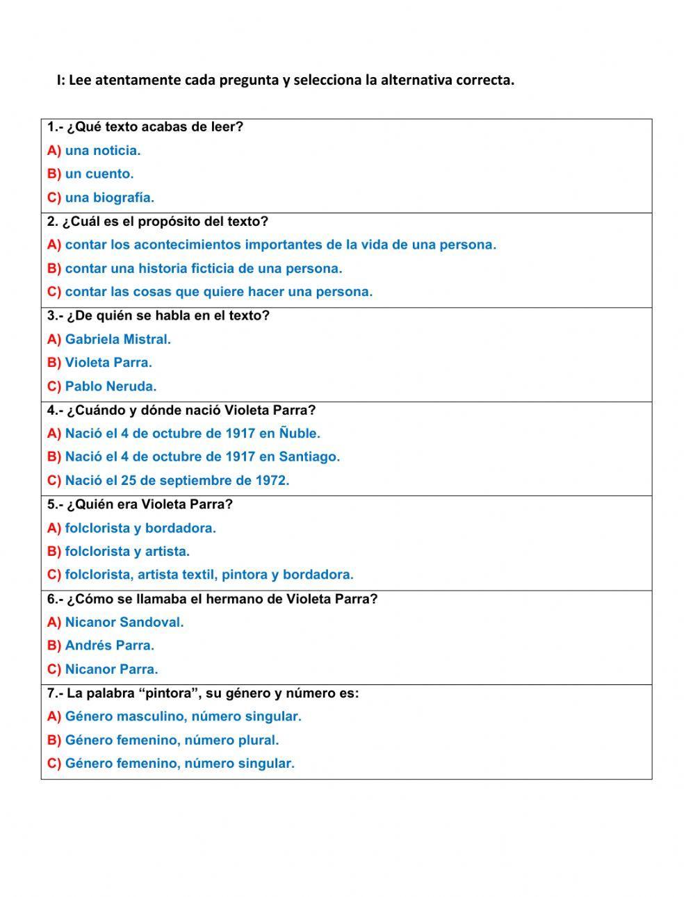 Comprensión lectora Biografía