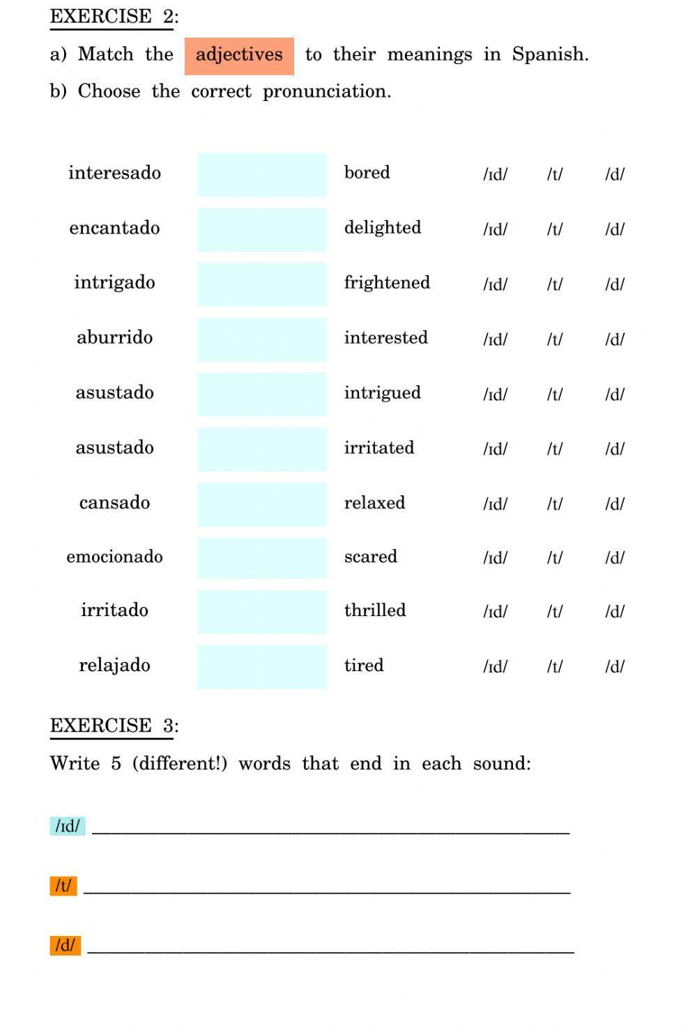 Phonetics – how to pronounce -ed plus homework