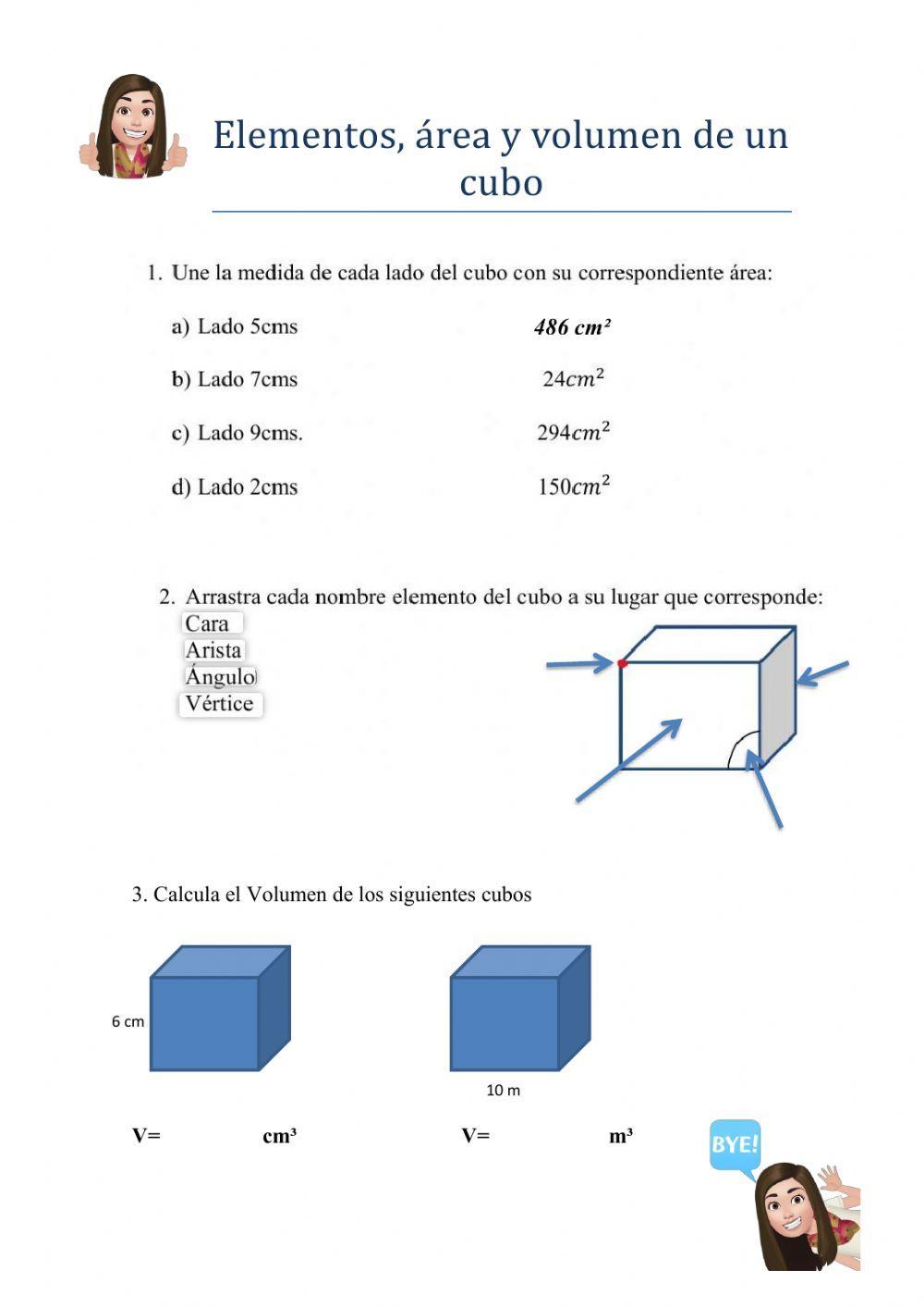 Área y volumen del cubo