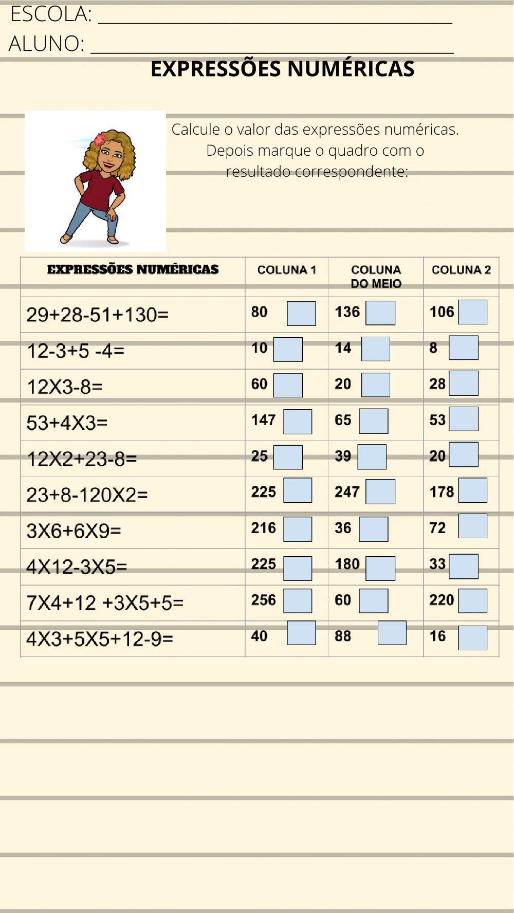 Expressões numéricas