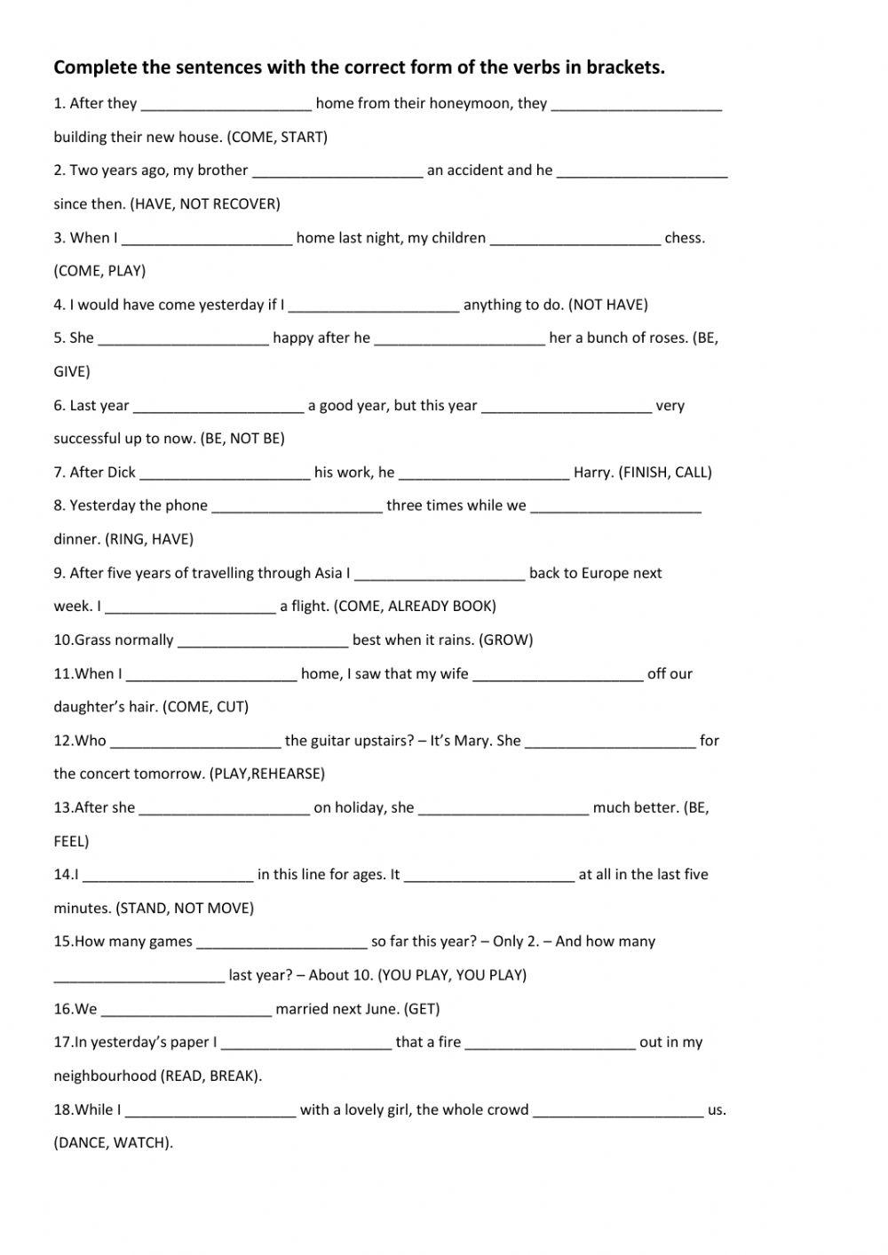 All tenses exercises