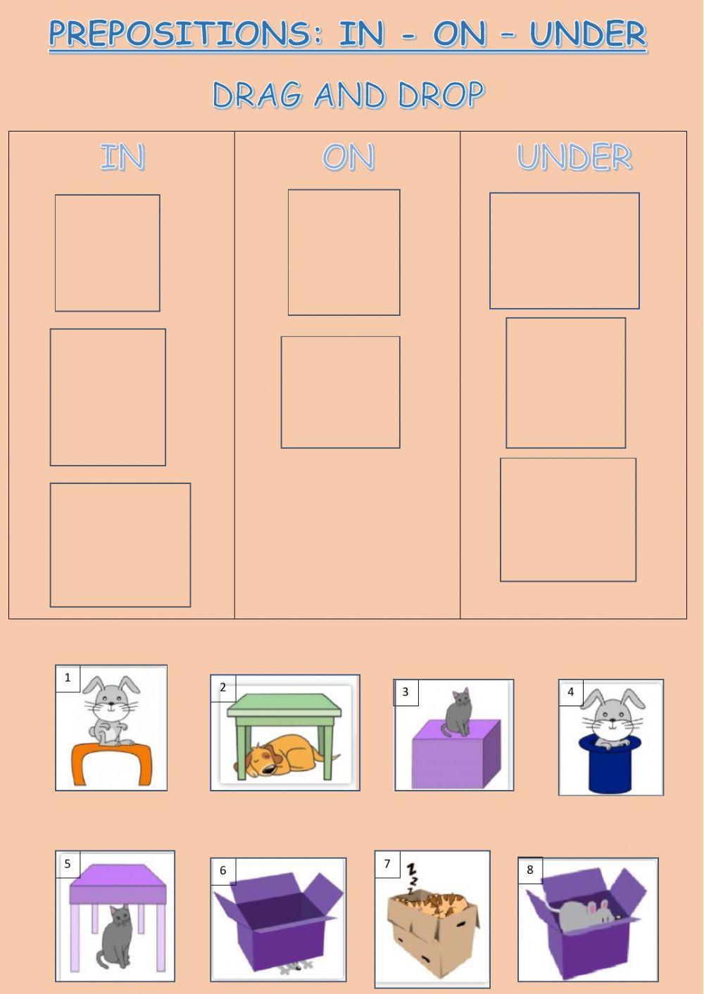 Prepositions: on, in, under