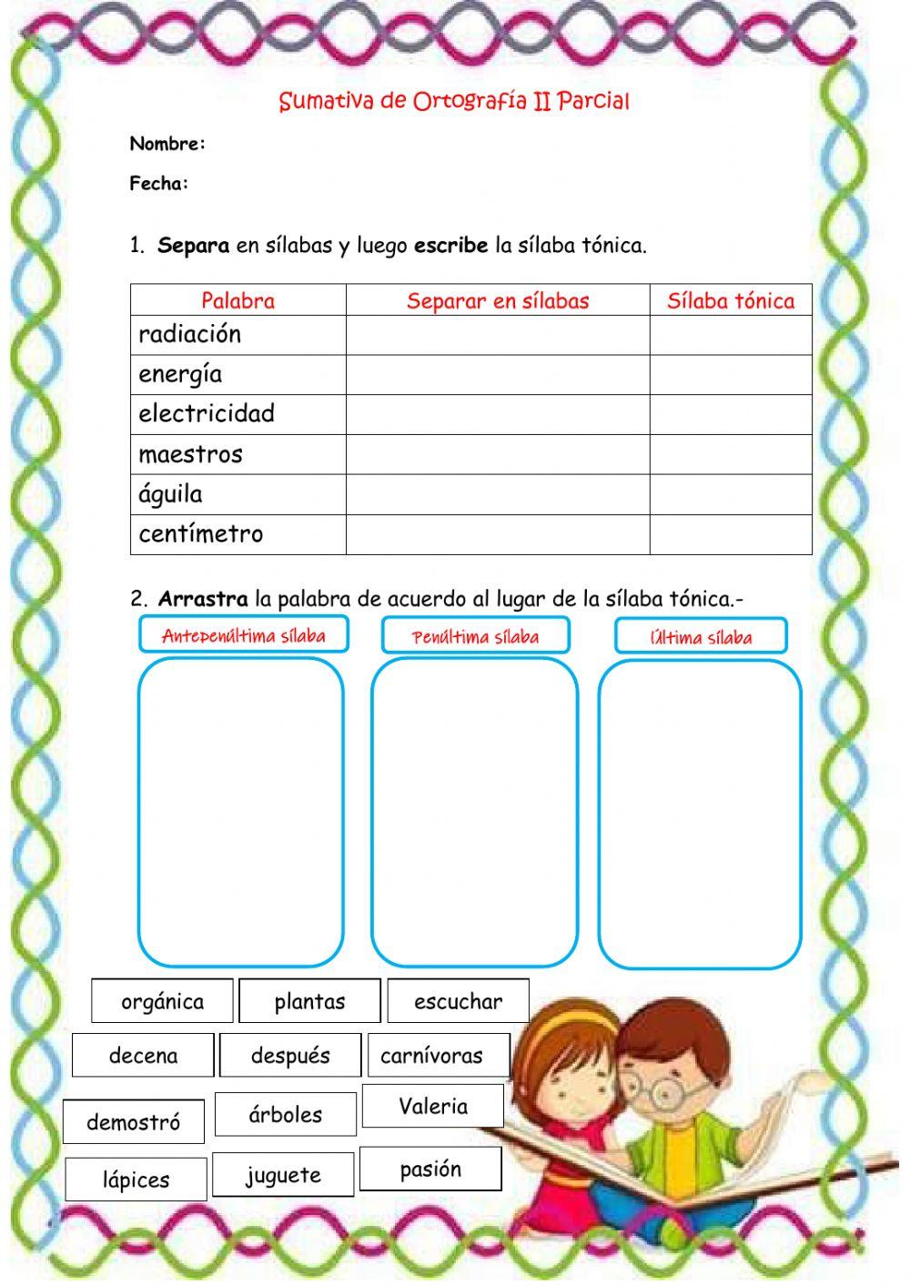 Sumativa de Ortografía