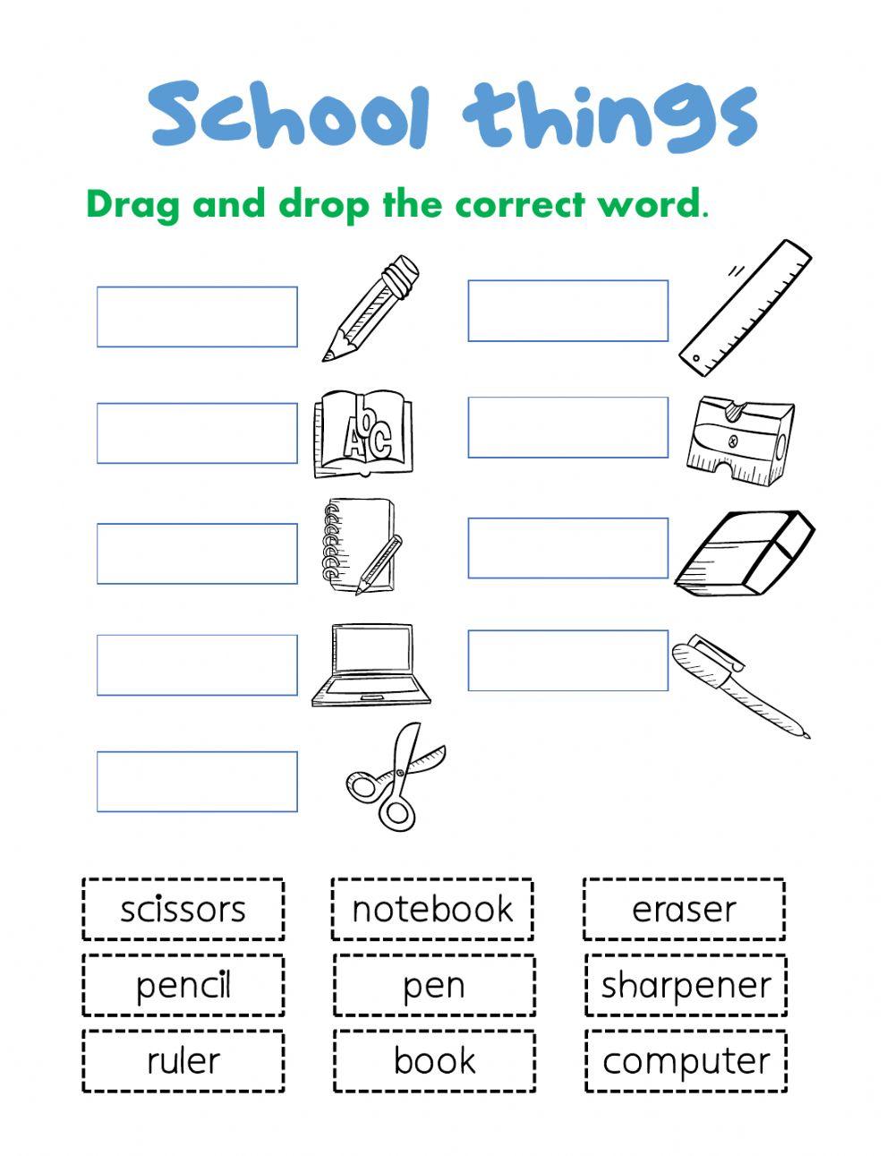 School Supplies Free Interactive Worksheets 6002688