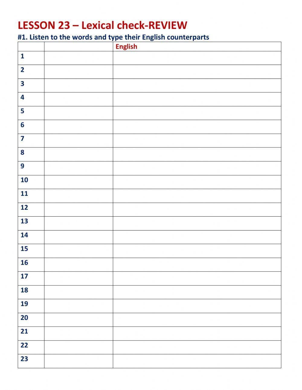 L.23 lexical review L.23 lexical review