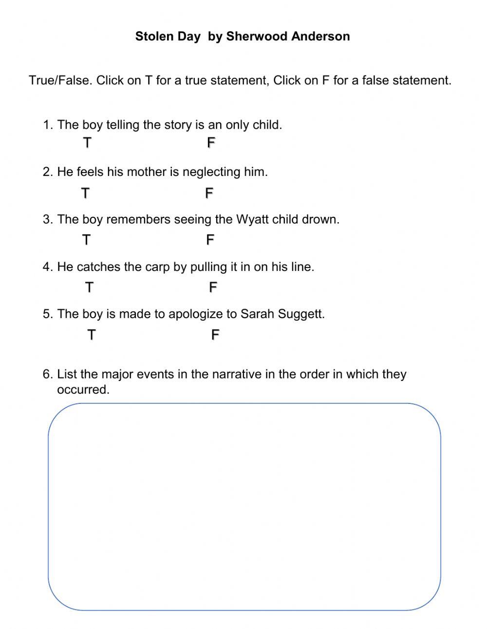 Stolen Day  by Sherwood Anderson