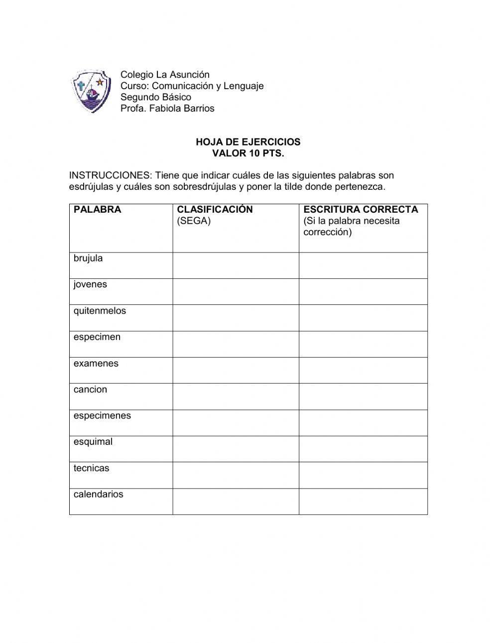 Escritura de números ordinales y palabras SEGA