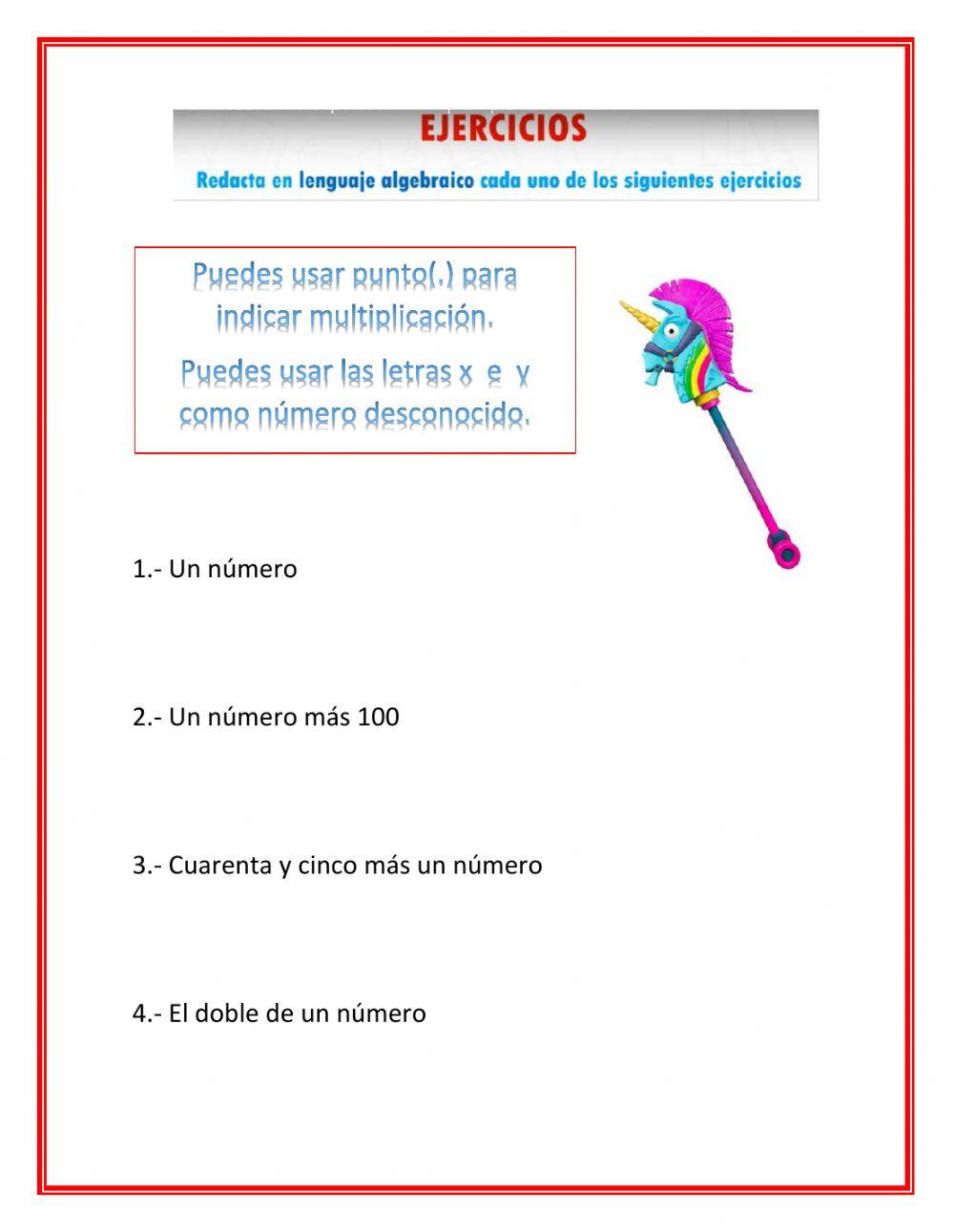 Redactar en lenguaje algebraico