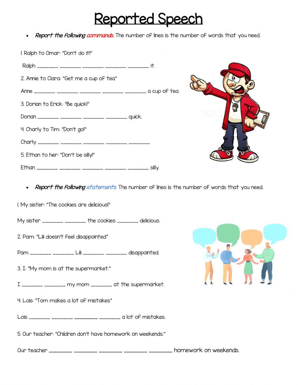 Reported commands and statements