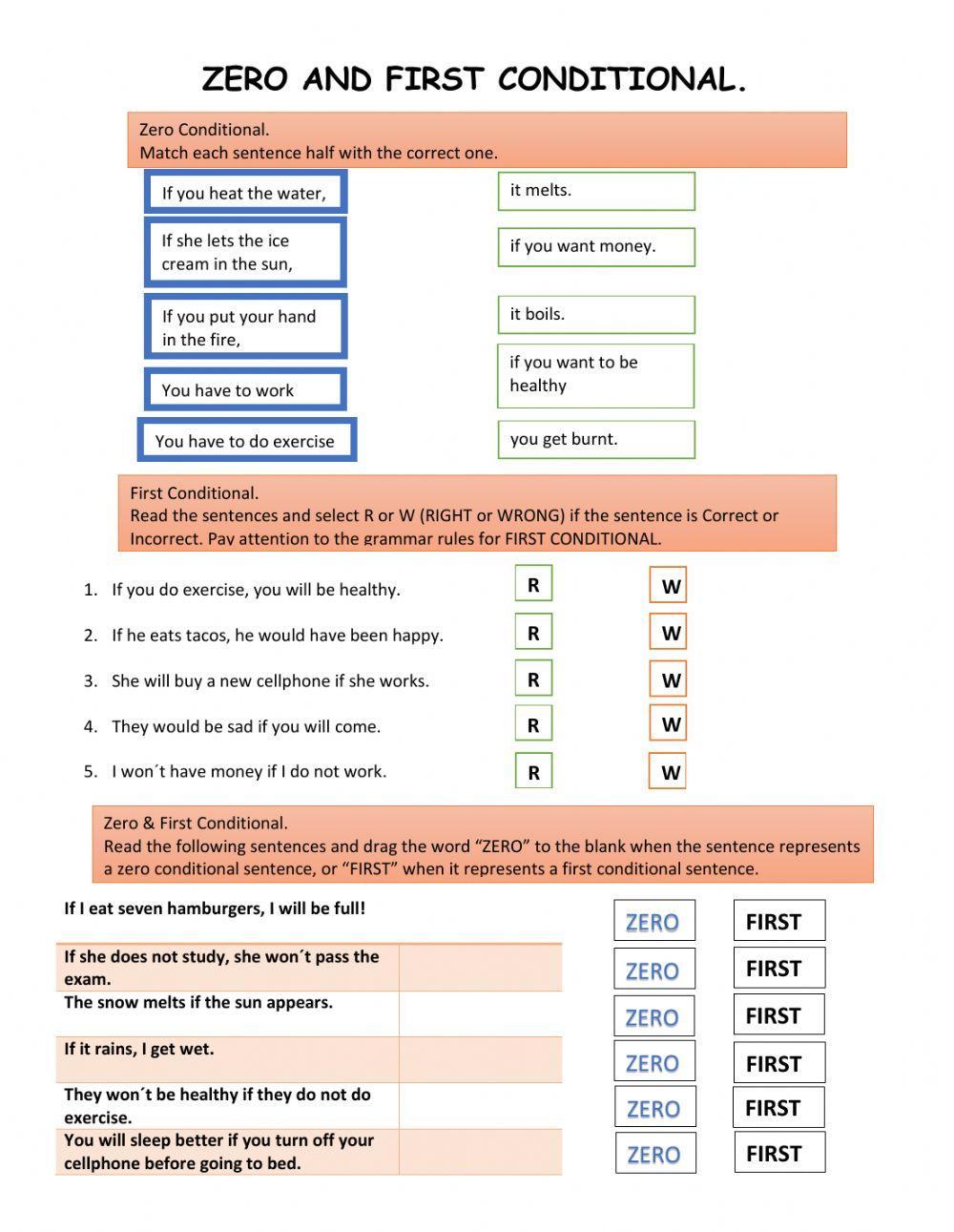 Zero and first conditional