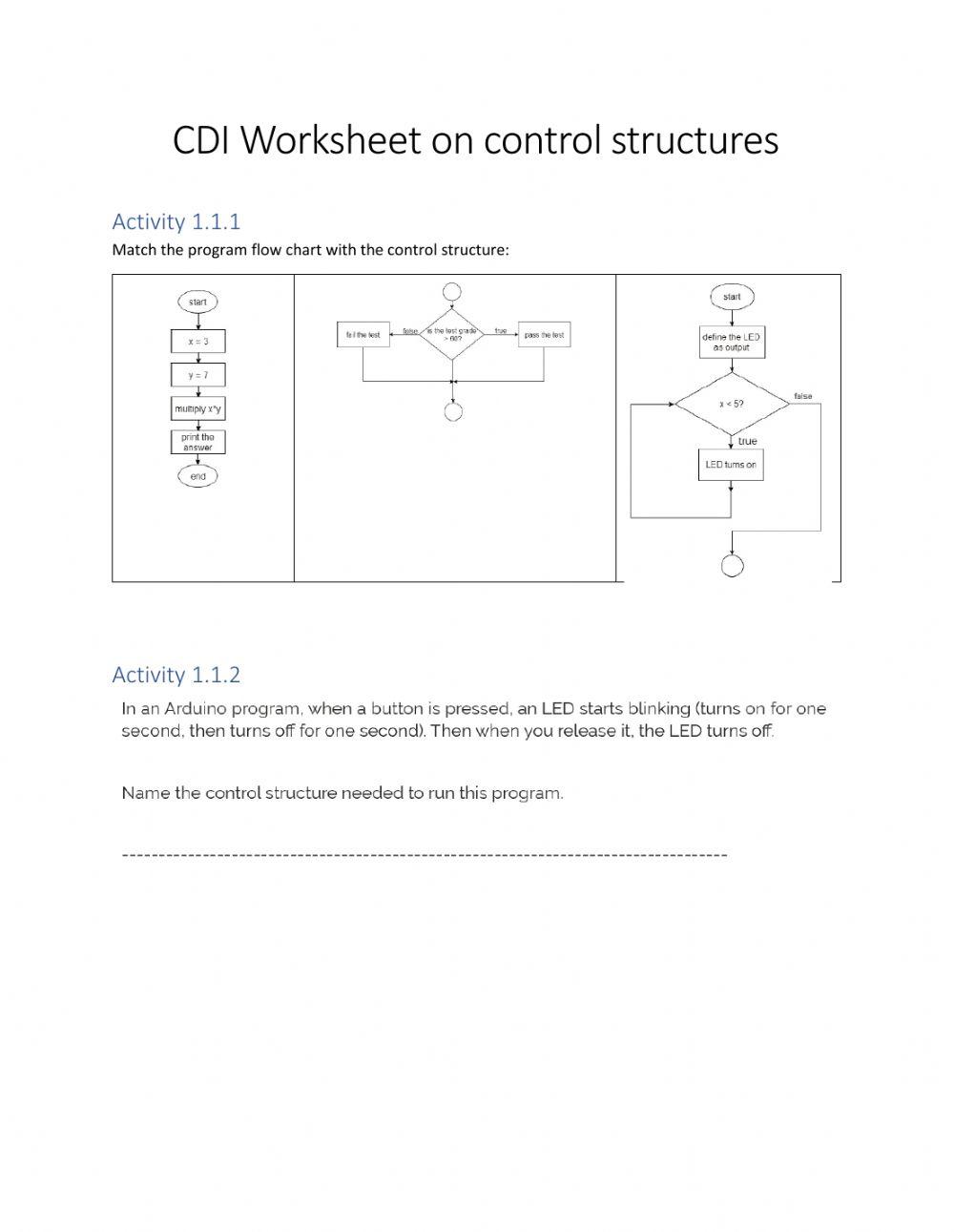 Cdi control structures worksheet online exercise for live worksheets