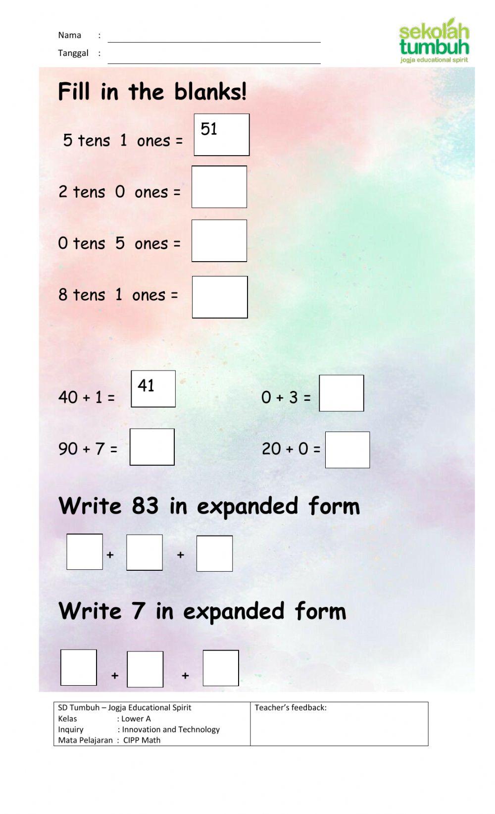 Place Value (Tens, Ones)