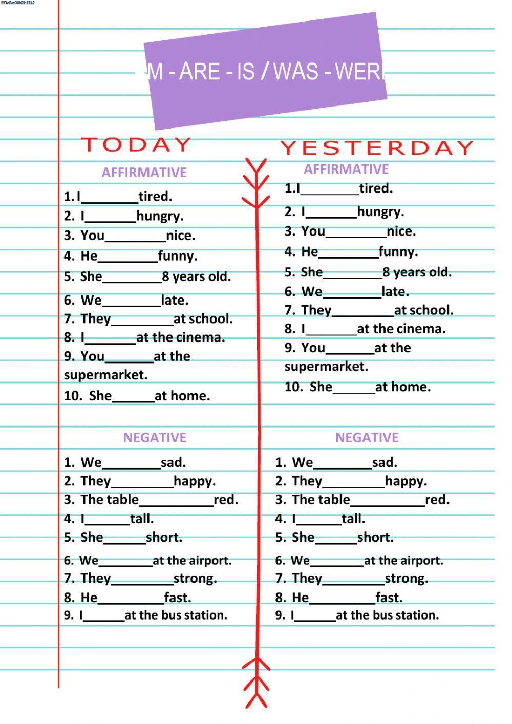 Verb to be: am-are-is-was-were