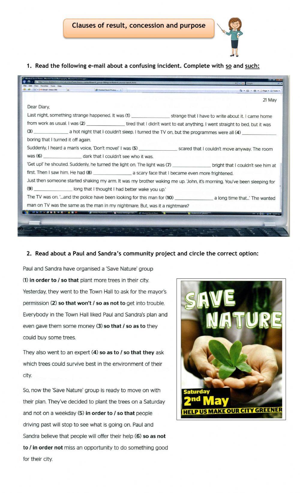 Clauses of concession, result and purpose