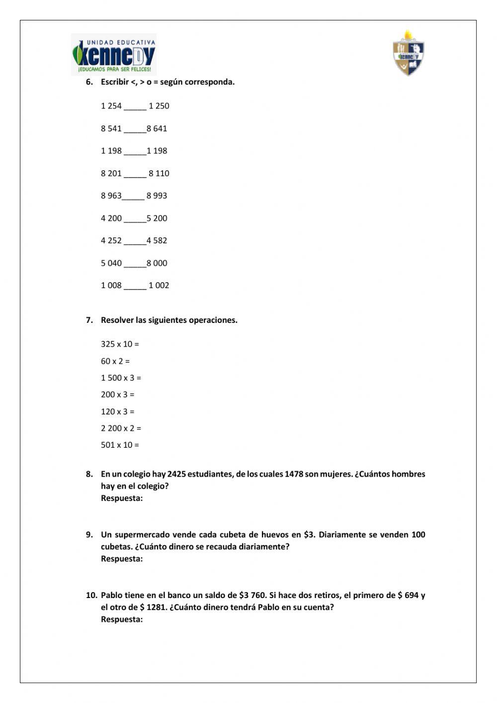 Prueba Diagnóstica Matemática