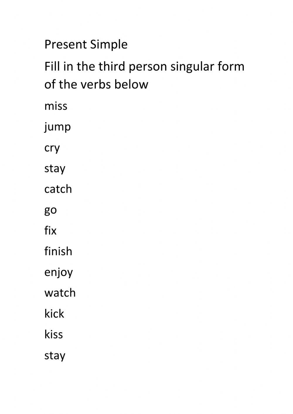 Present Simple Spelling Rules
