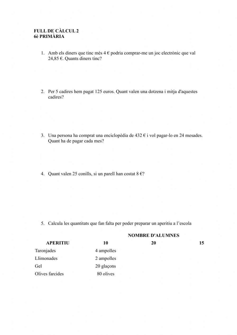 Full de càlcul 2