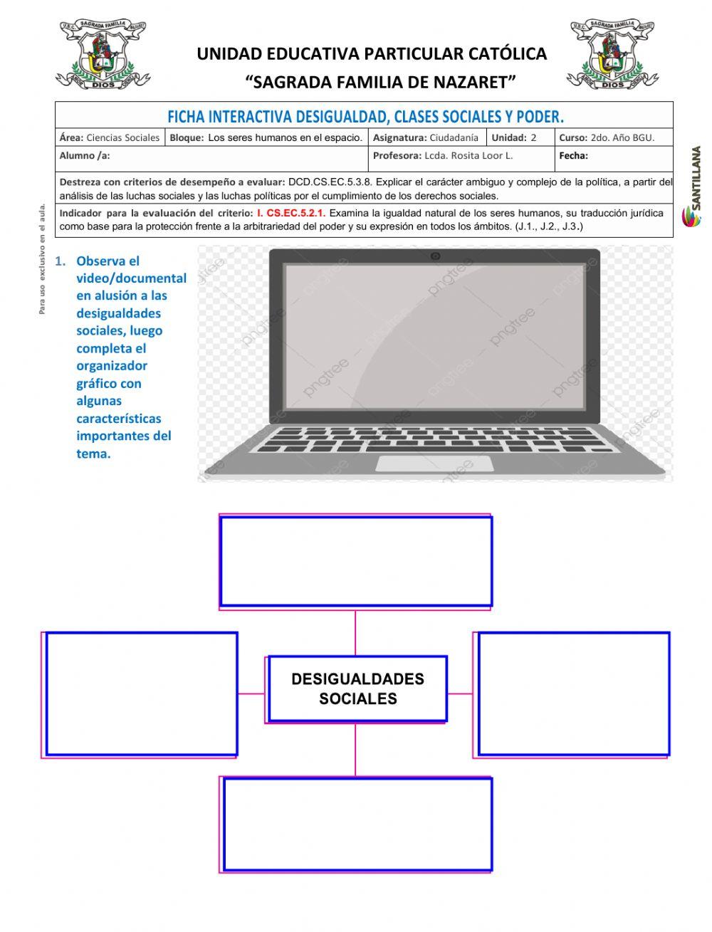 Ficha interactiva Desigualdad, clases sociales y poder