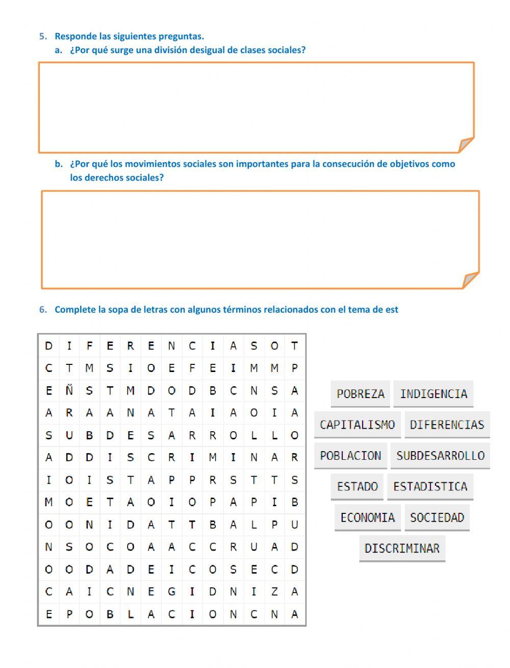 Ficha interactiva Desigualdad, clases sociales y poder