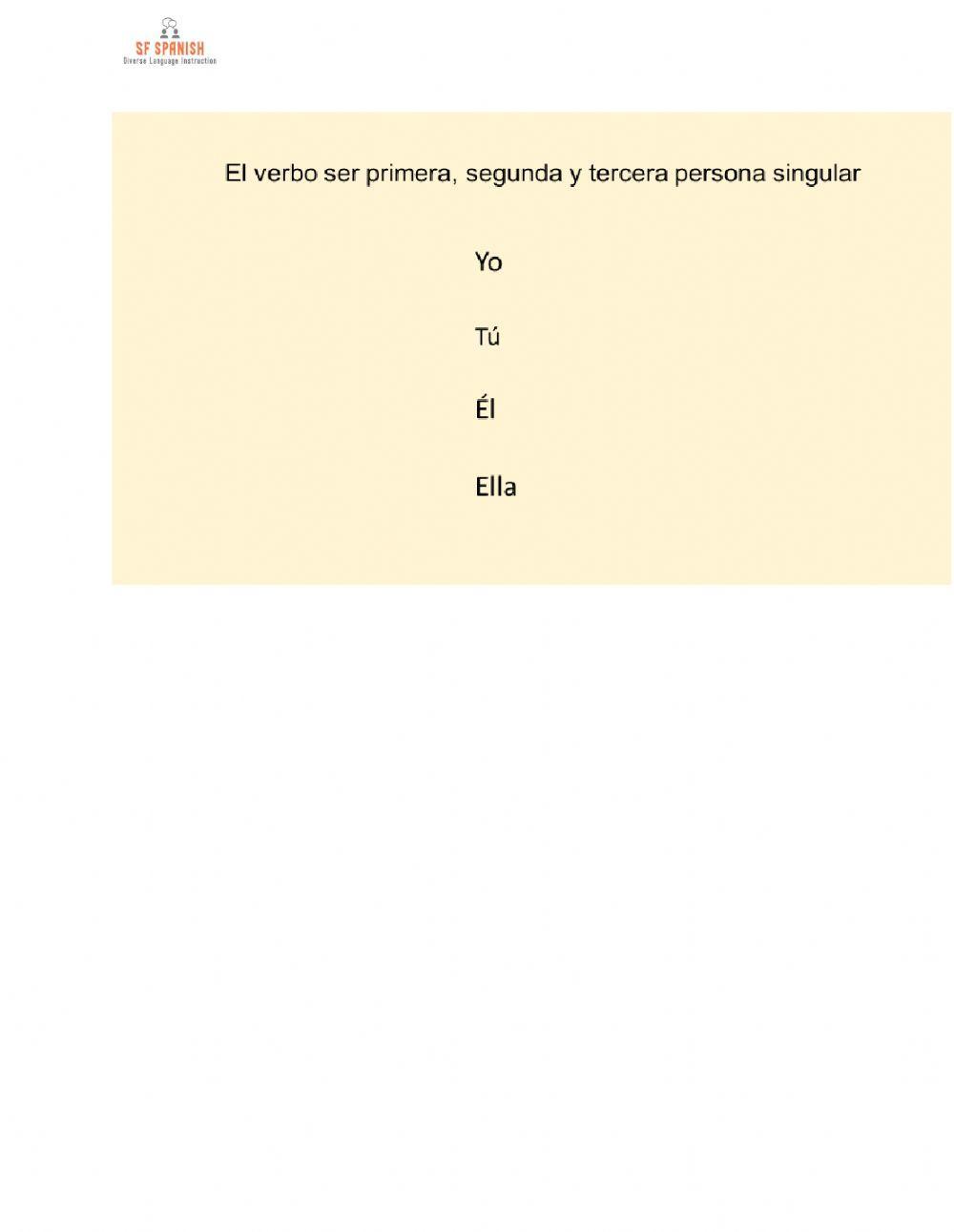 Ser y pronombres en singular