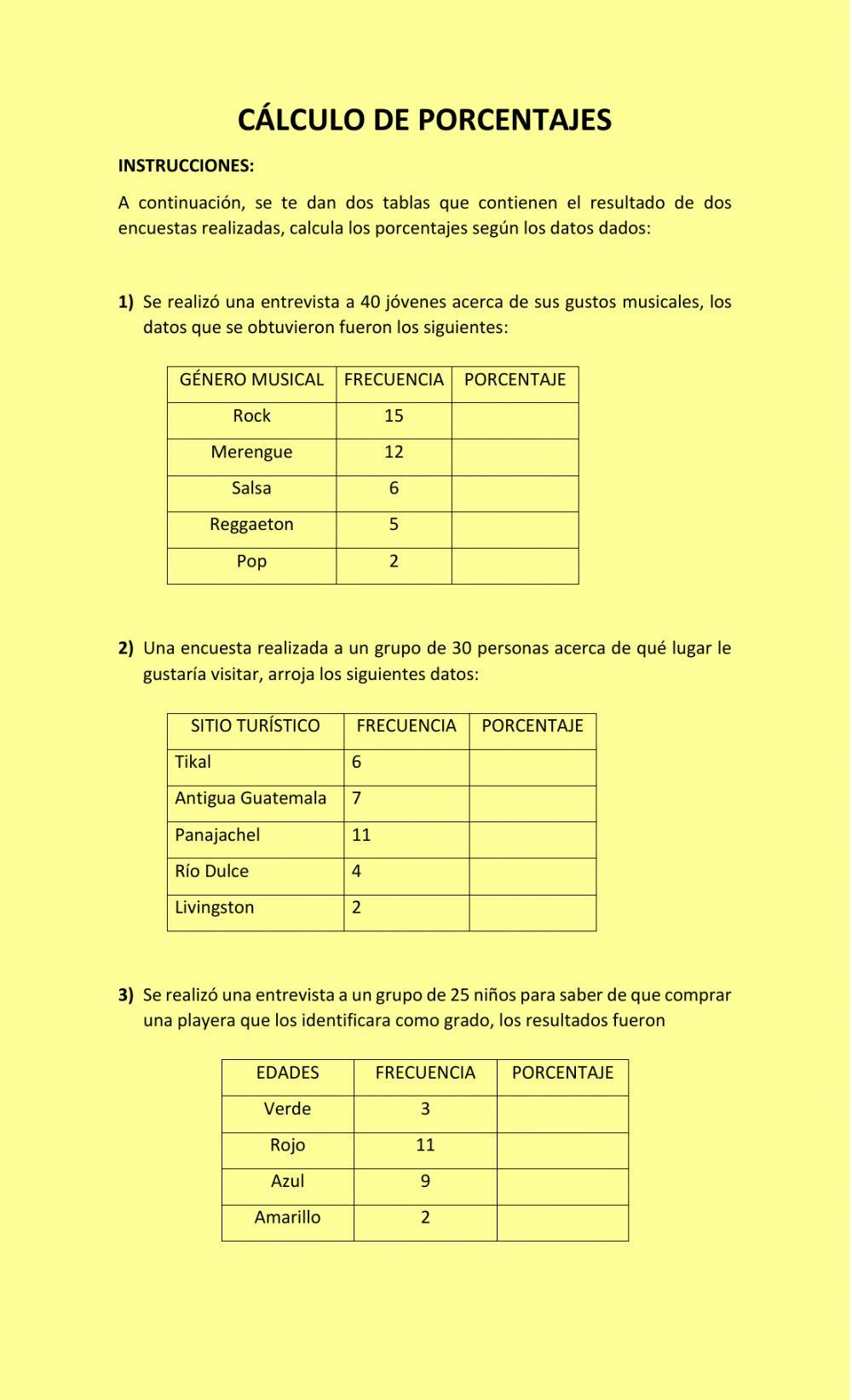 Porcentajes y estadistica