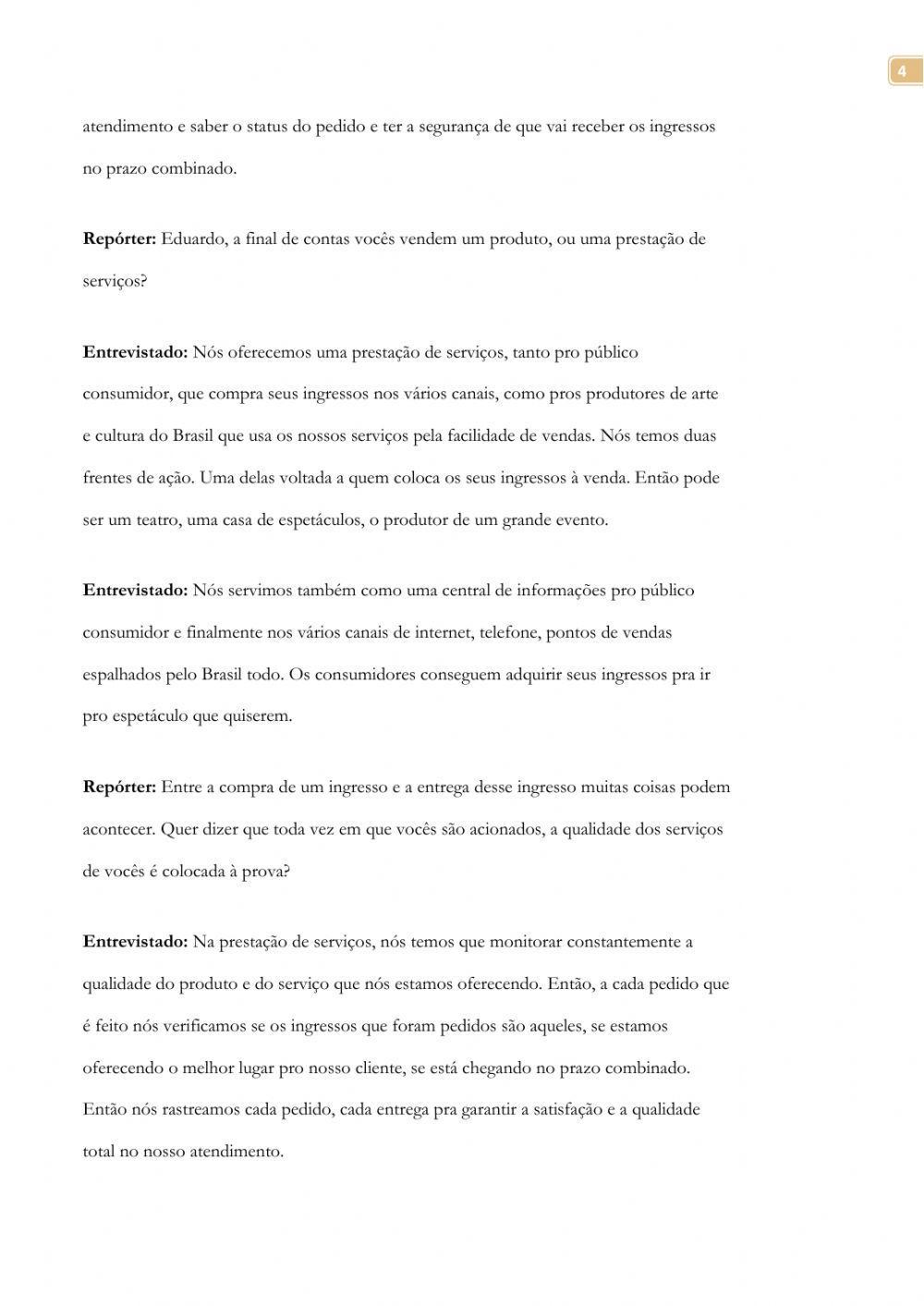 Qualidade de Serviços para Compras pela Internet - ÁUDIO