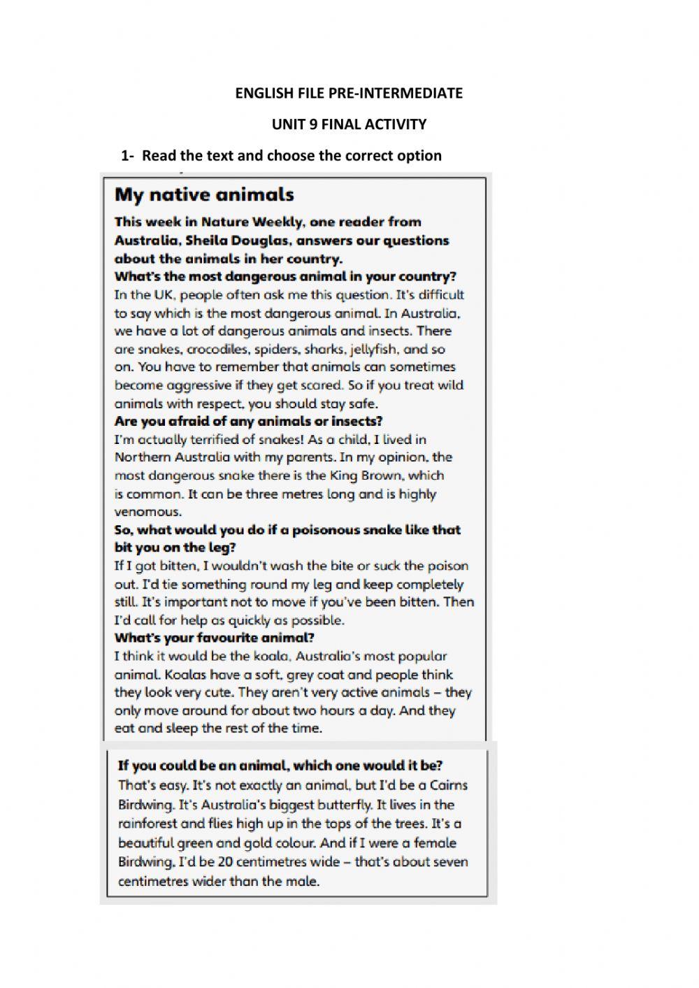 Unit 9 final activity