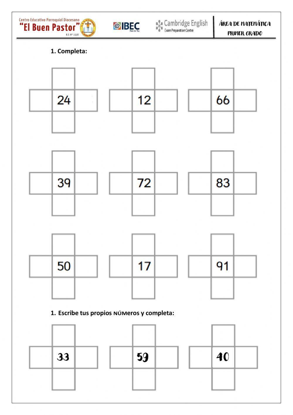 Conteo en cruz hasta el 100