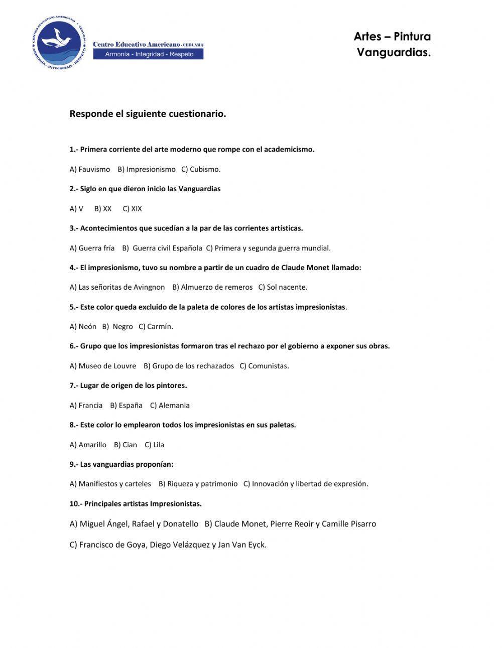 Cuestionario Impresionismo