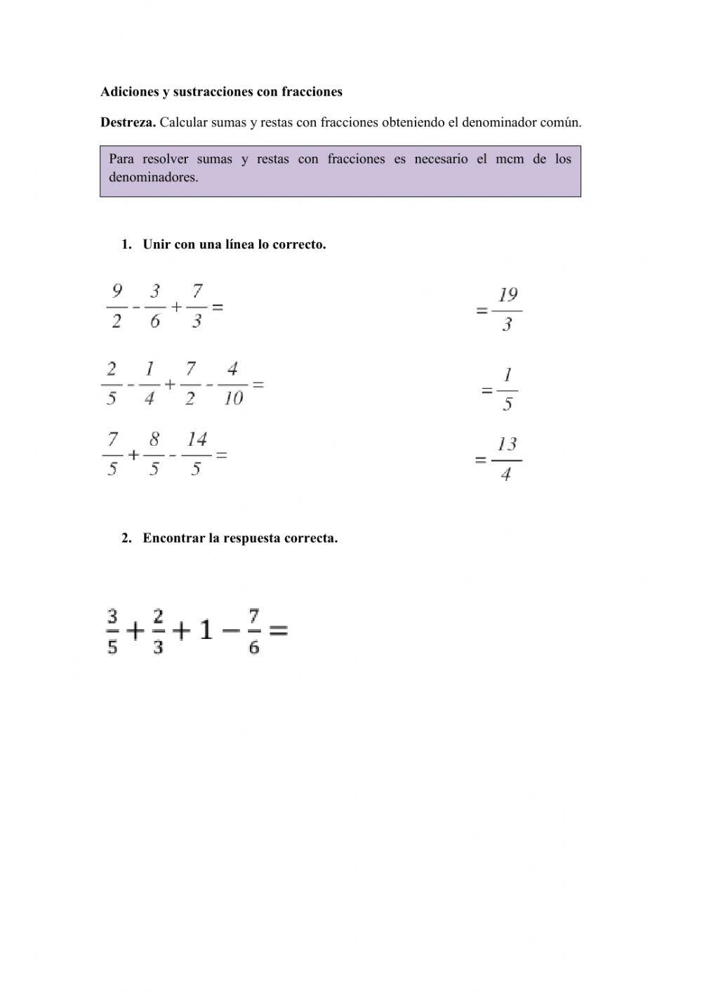 Recuperación matematicas 7mo de basica