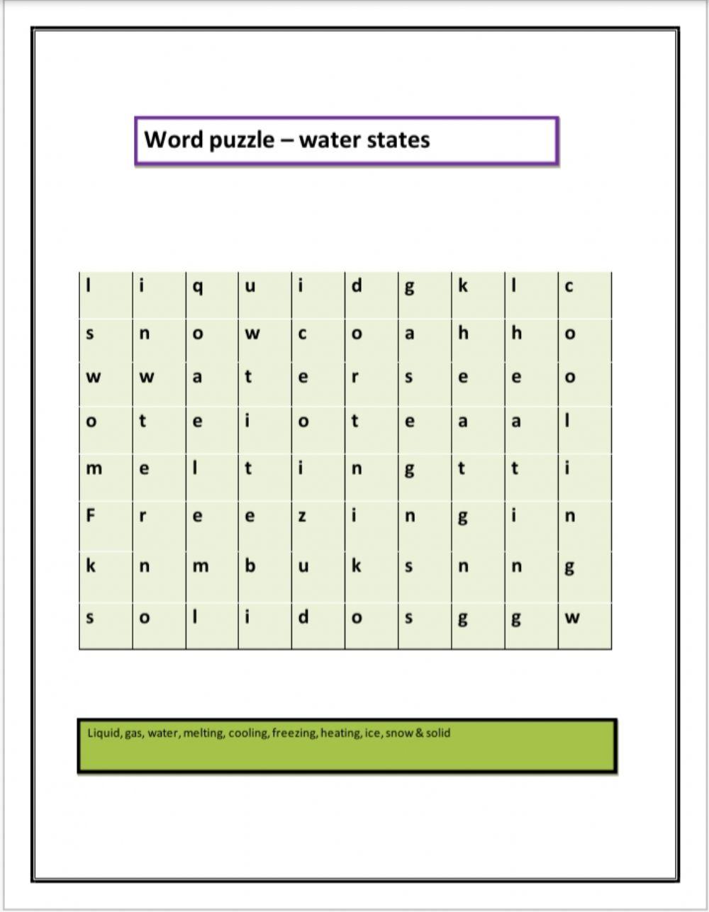 Word puzzle water states