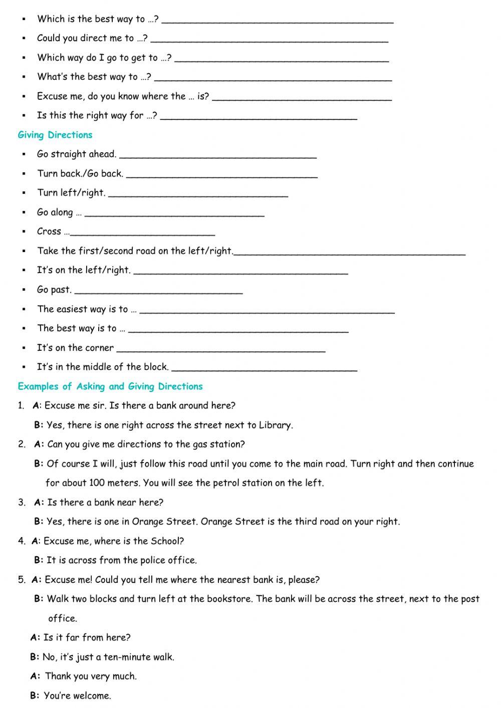 Asking for and Giving Directions Dina Shterengas