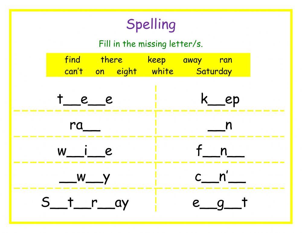 Spelling- Fill in the missing letter DJ