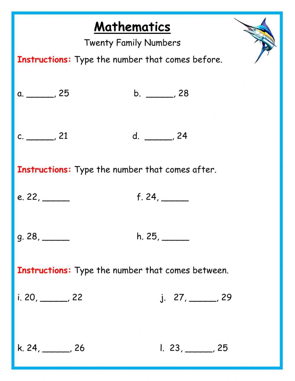 Numbers, before, between & after