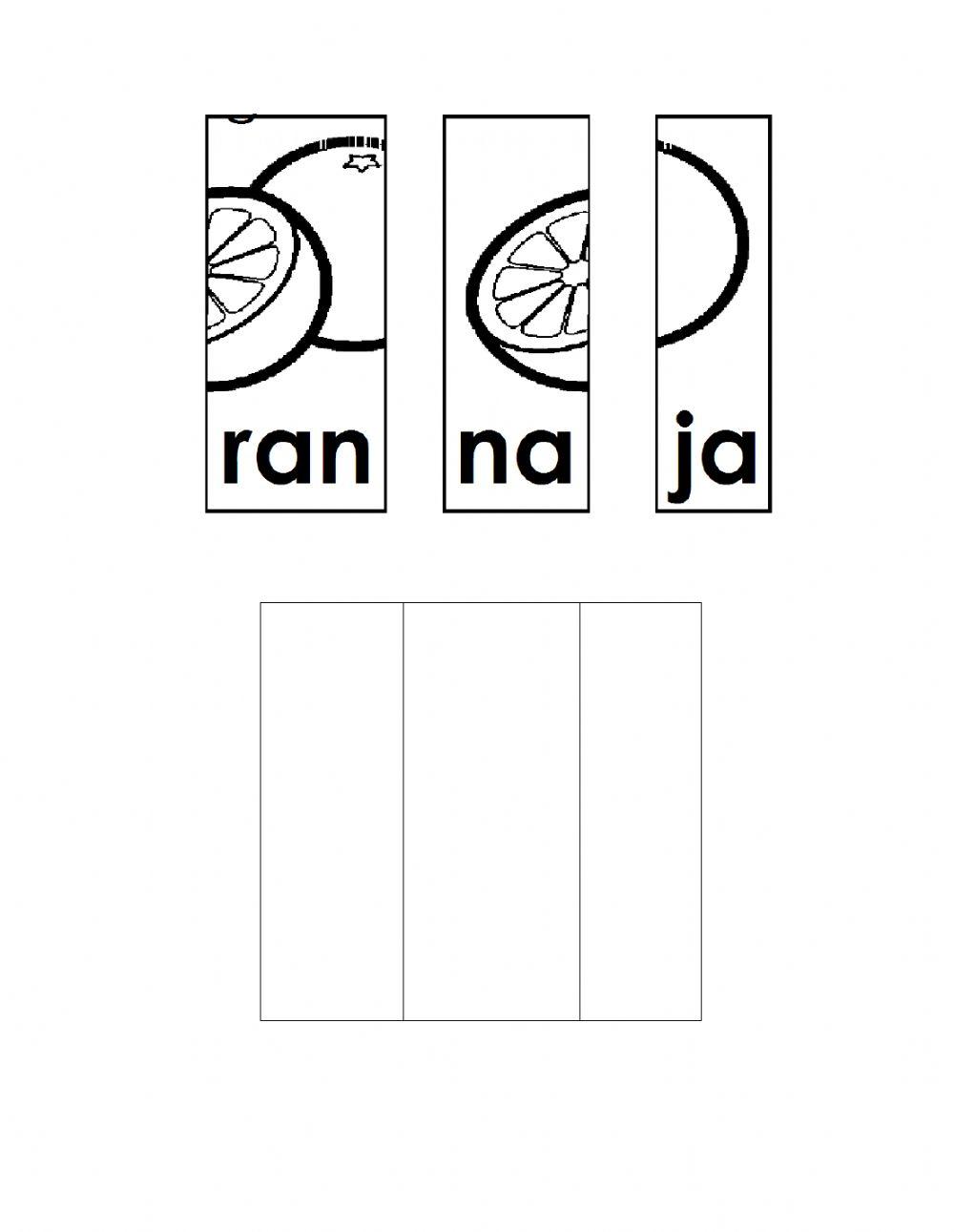 Las frutas Rompecabezas silábico